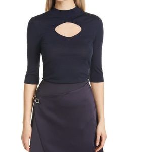 BOSS Fetinne Cutout Elbow Sleeve Wool Sweater